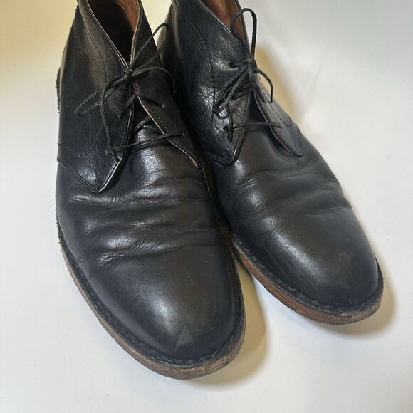 Frye Black Leather Chukka Boots Lace Up Ankle Boots USA Made Sz 9